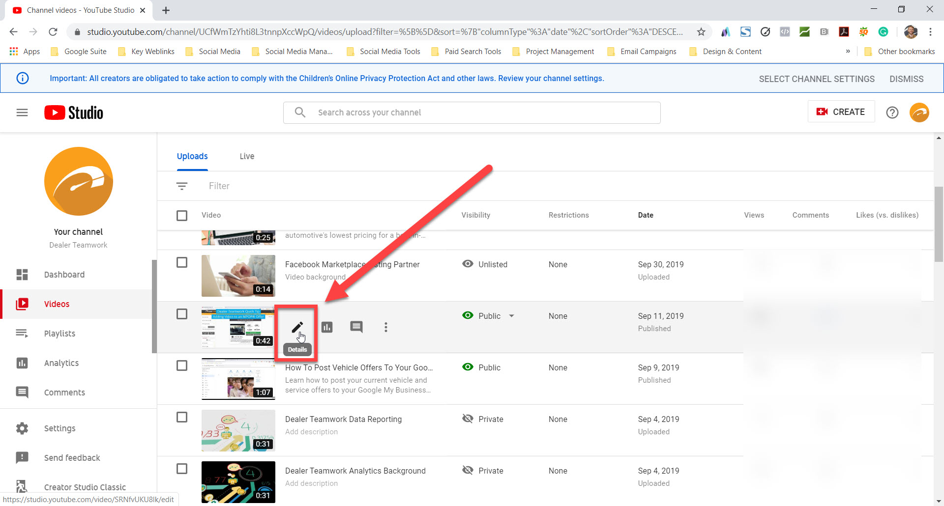 Choose Video to edit - Dealer Teamwork