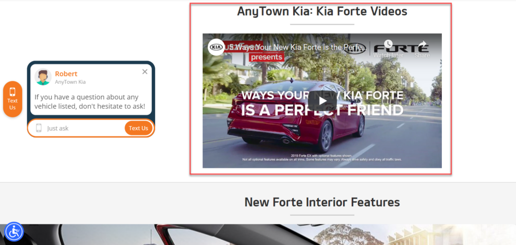 Example of a video on a Dealer Teamwork landing page. 