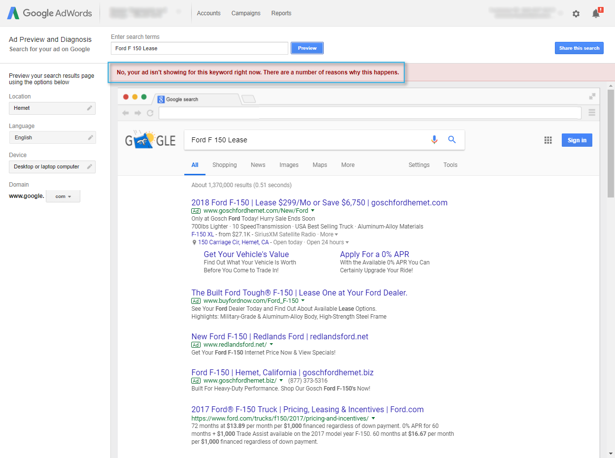 Ad Preview - Ads Not Showing