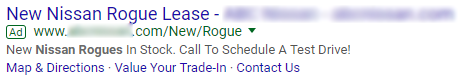 Low-Quality Nissan rogue PPC ad