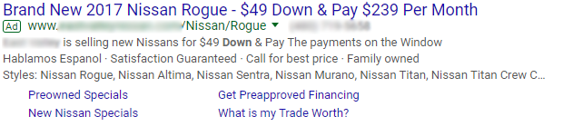 Nissan Rogue PPC with prices