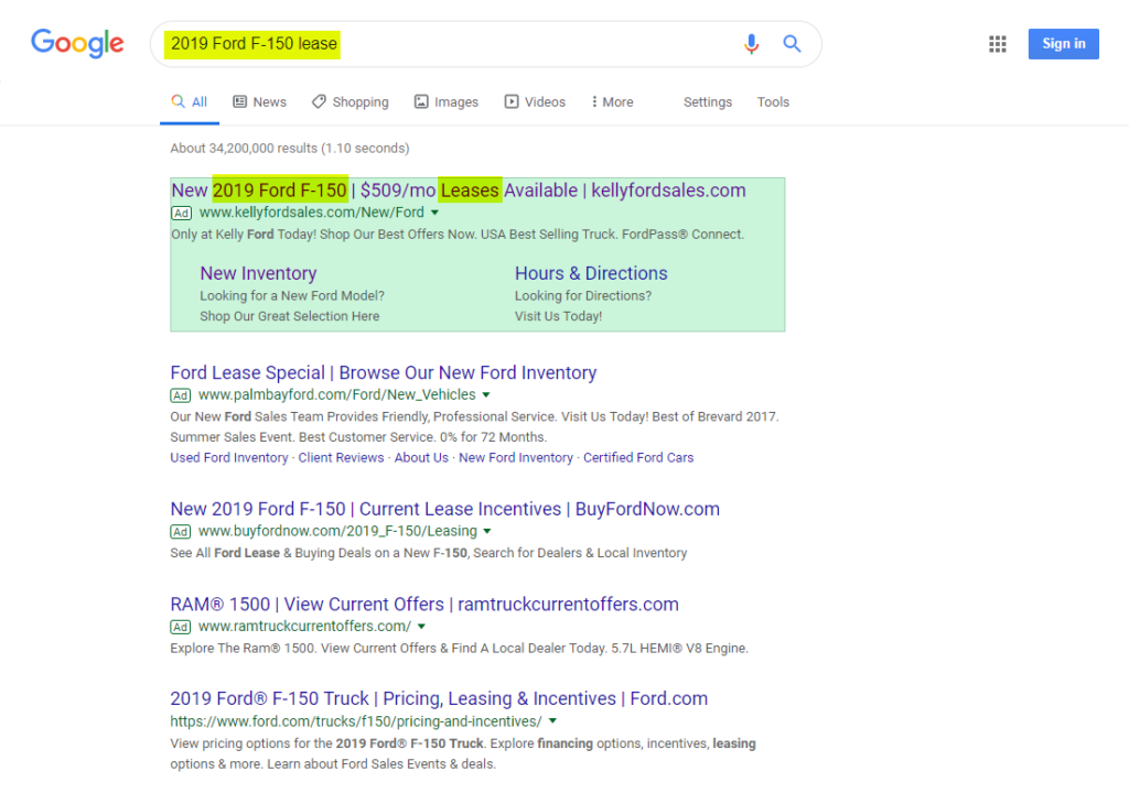 7 Google Best Practices- ford f150 serp - Dealer Teamwork