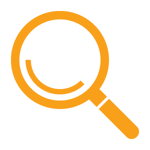 Magnifying glass icon orange