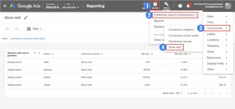 How to see store visit conversion data in Google Ads