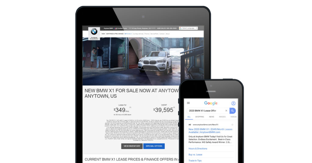 191127.1_-_Dealer_Teamwork_BMW_Marketing_Tablet_Phone_ZOOMED_1200x628 BMW Landing page on tablet BMW ad on phone