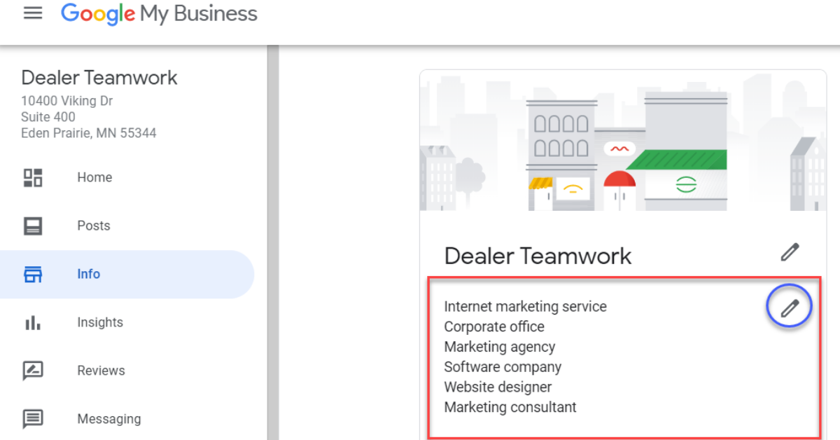 GMB Categories - Dealer Teamwork