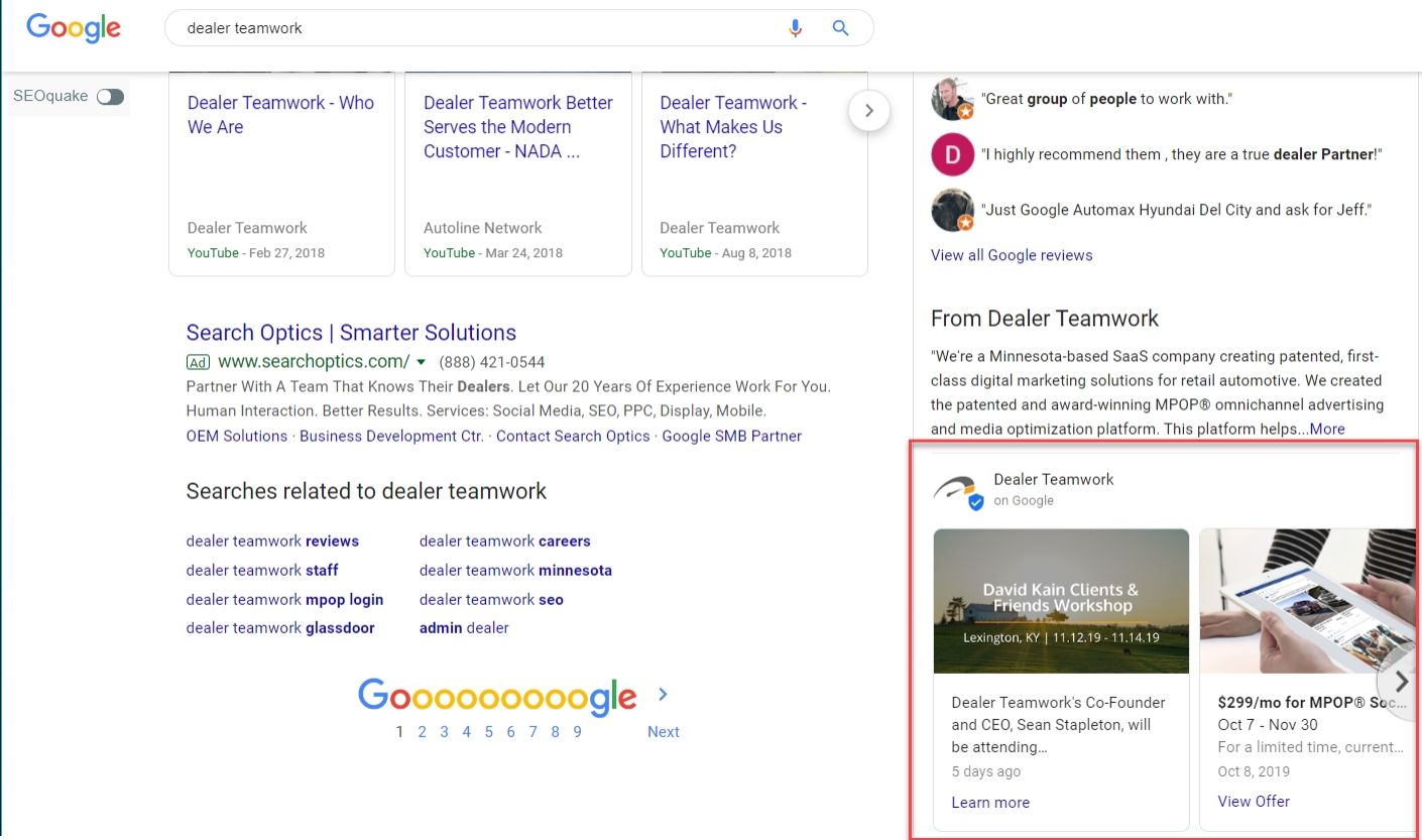 Add GMB Posts - Dealer Teamwork