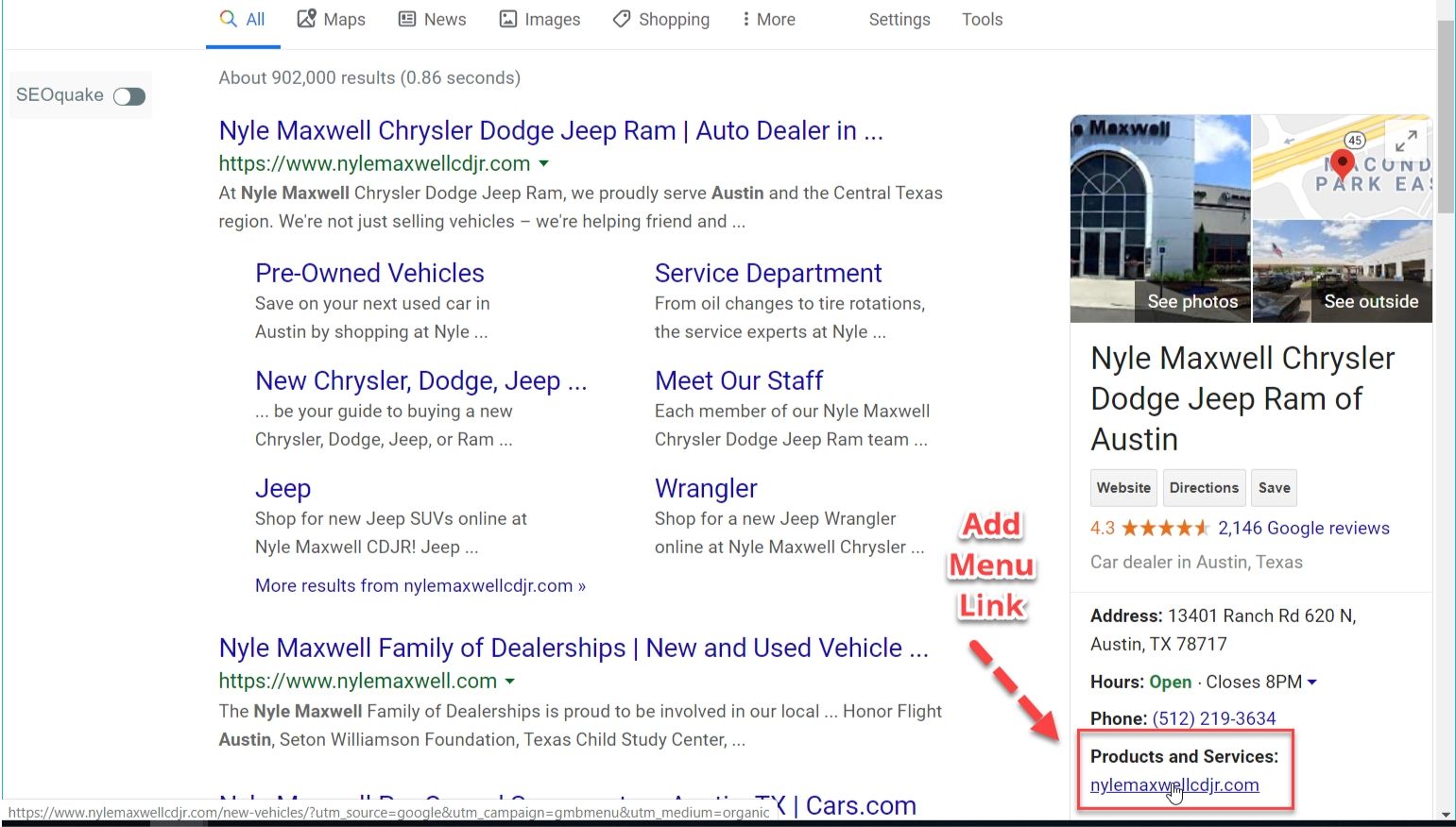 Menu Link Installation - Dealer Teamwork