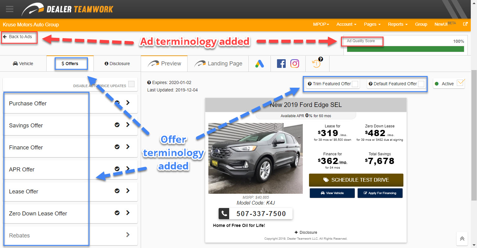 Offers + Ads Name Change
