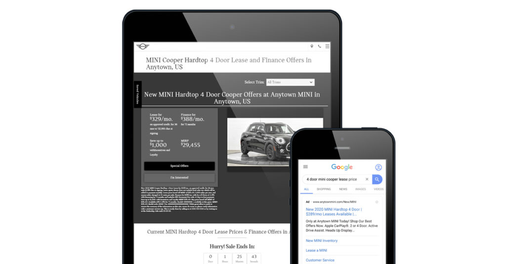 200203.1_-_Dealer_Teamwork_MINI_Marketing_Tablet_Phone_ZOOMED_1200x628 Dealer Teamwork Landing Page & Ad for MINI brand