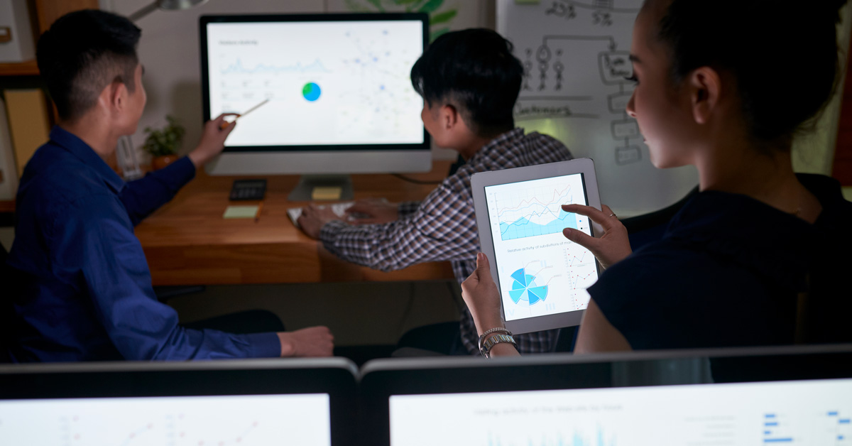 People reviewing reports