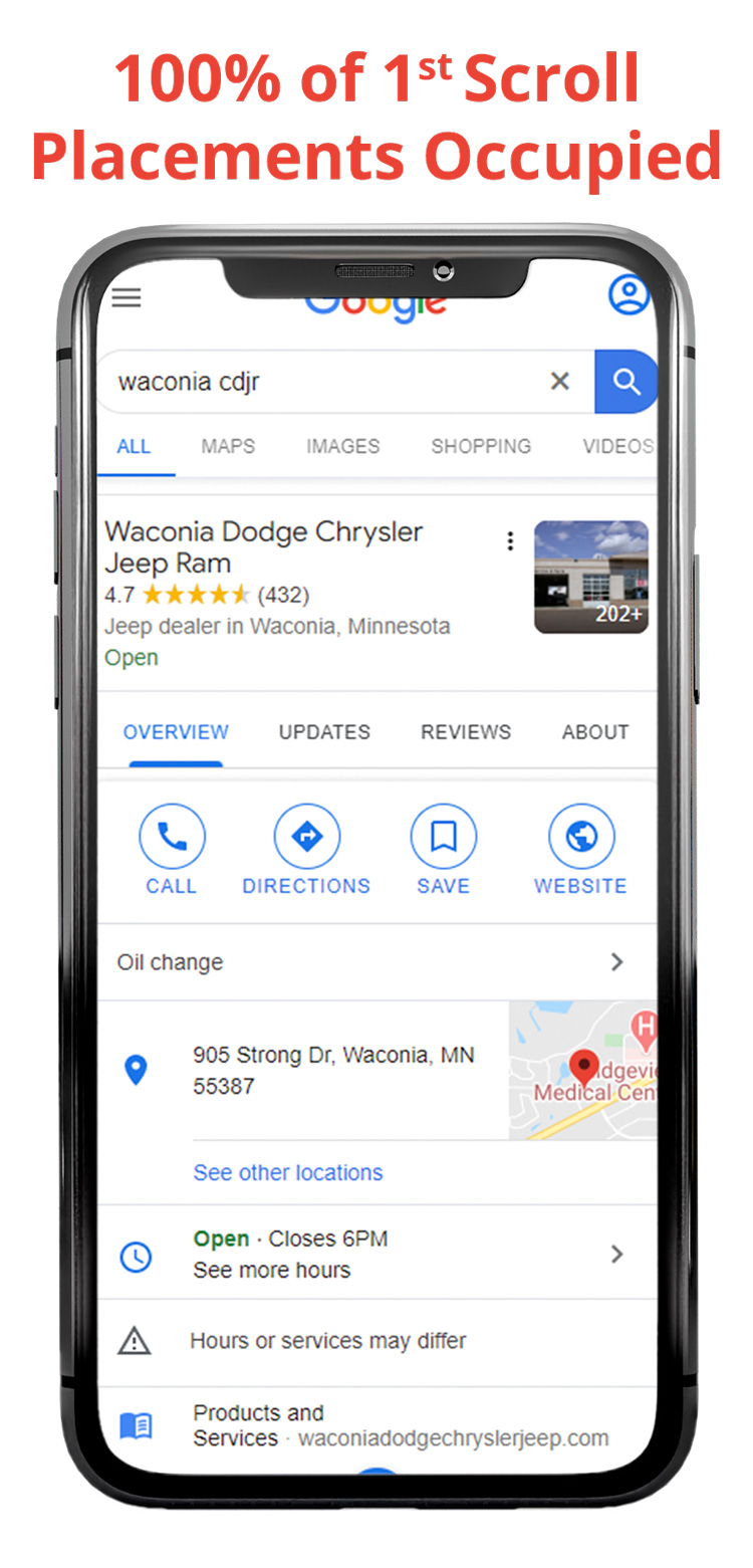 GMB listings take up more scroll 1 placements in mobile search