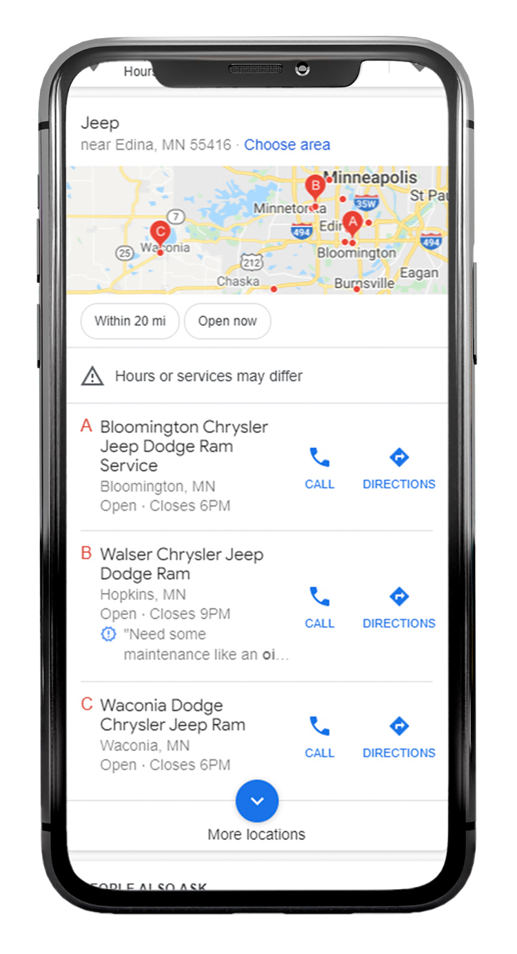 Local Pack Results on mobile