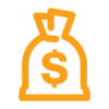 Money-orange Orange bag of money icon