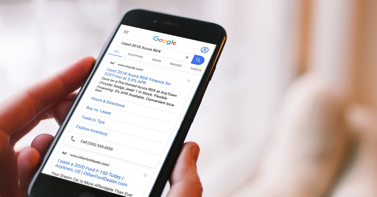 Used inventory automation ad example on mobile phone