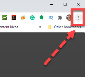 Click the three vertical dots in the upper right-hand corner of your browser's screen. 