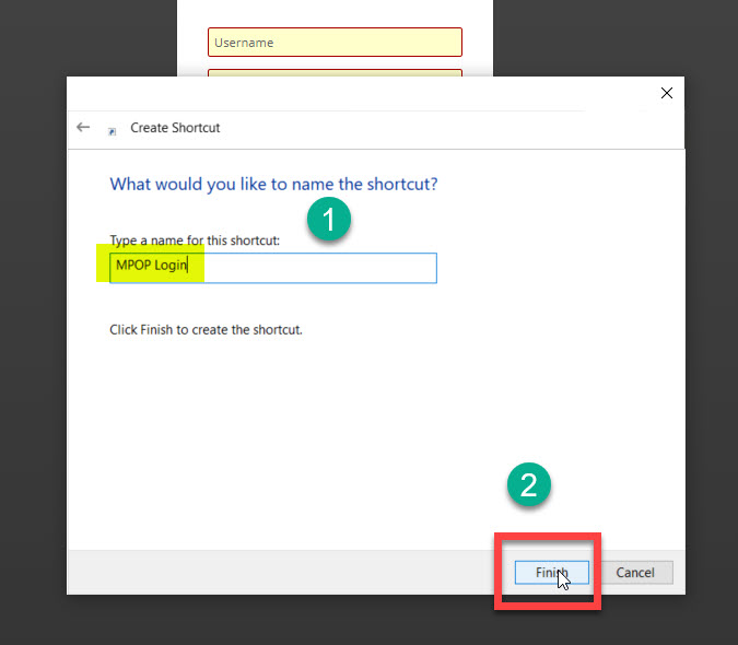 Name your shortcut and click finish. 