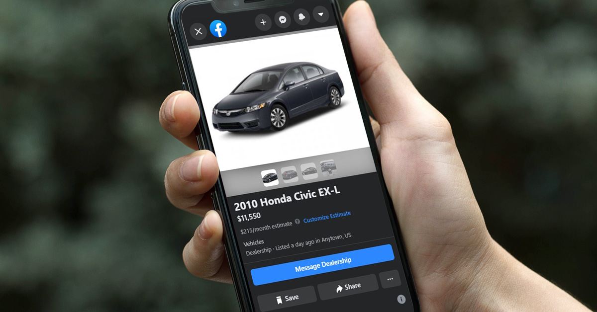 Person looking at an On-Facebook Destination for AIA VDP