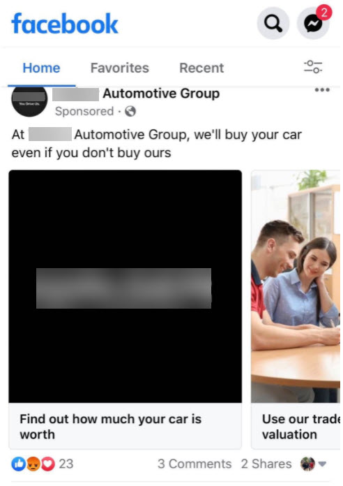 Social media ad example of a buyback campaign. 