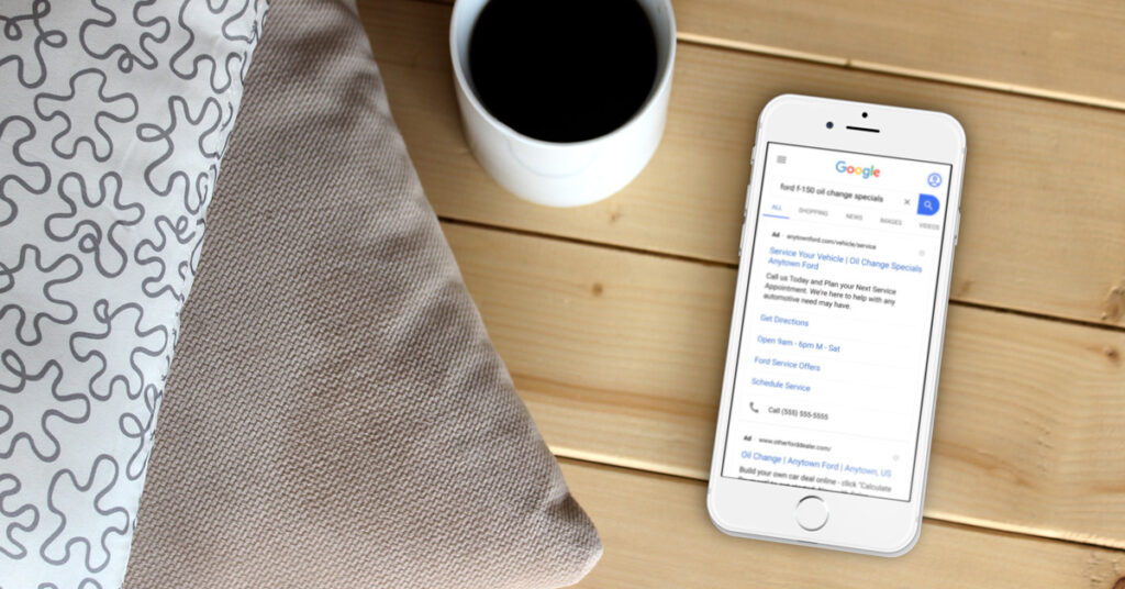 211108.1---FordDirect-Dealer-Service-Mobile-Ad---1200x628 Mobile phone with Google Ad on it